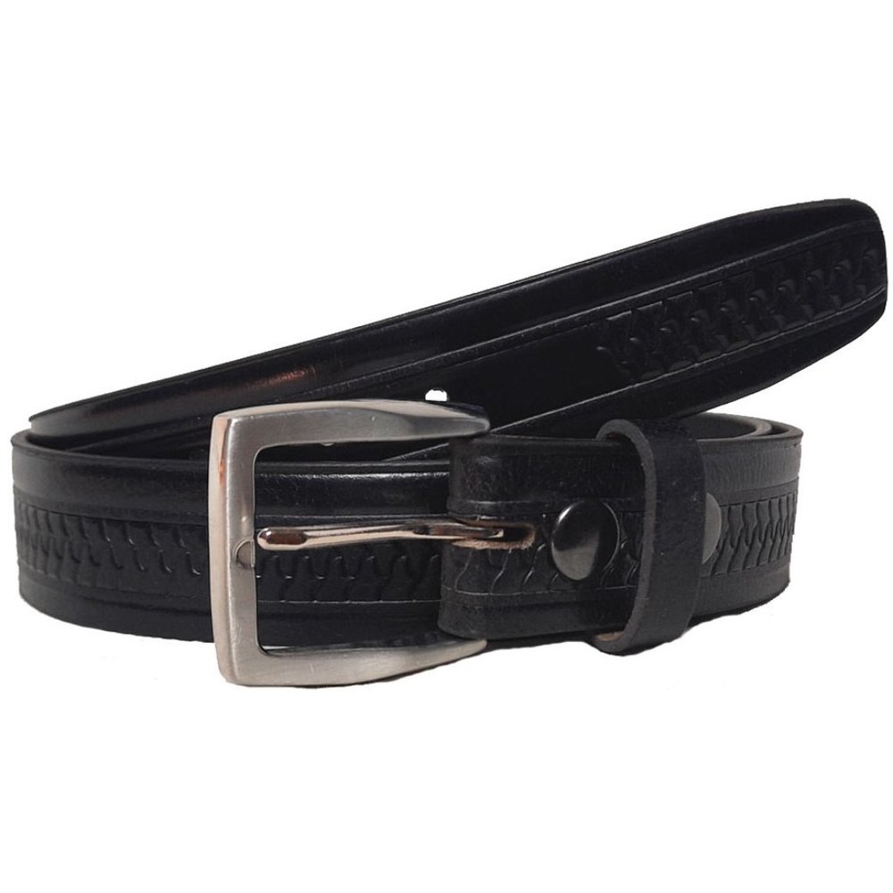 GENUINE LEATHER SHARK TEETH EMBOSSED BELT 35MM BLACK #1035